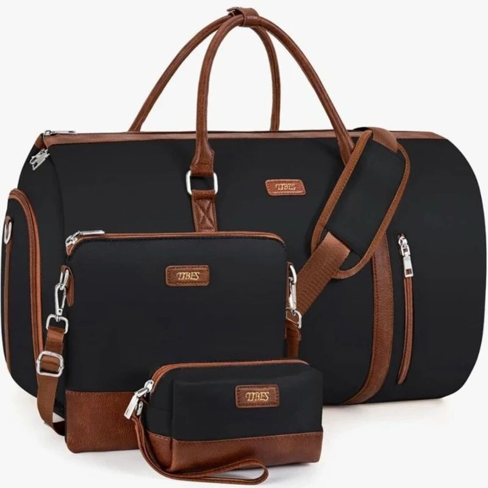 NWT Tibes Travel Duffel with built-in garment bag + Crossbody & Toiletry Bags